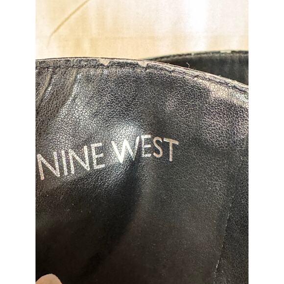 NINE WEST Payson Knee High Boots Womens 7.5 Leather Riding Equestrian Biker Moto - Picture 10 of 16
